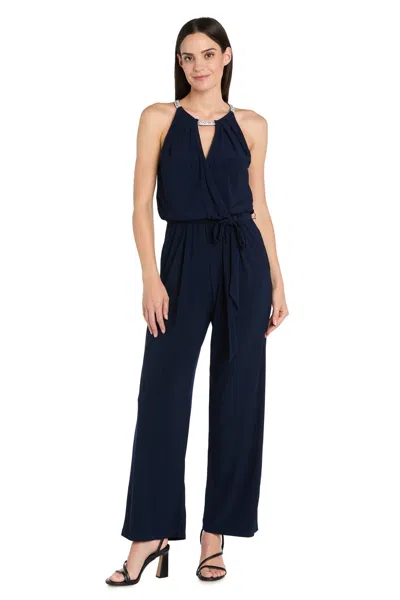 R & M Richards 3440 Long Formal Keyhole Jumpsuit In Blue