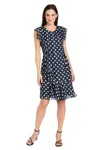 R & M Richards 3453 Short Ruffle Polka Dot Cocktail Dress In Multi