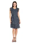 R & M Richards 3453p Short Petite Polka Dot Ruffle Cocktail Dress In Multi