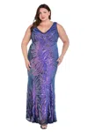 R & M Richards 3455w Plus Size Long Fitted Formal Sequin Prom Dress In Multi