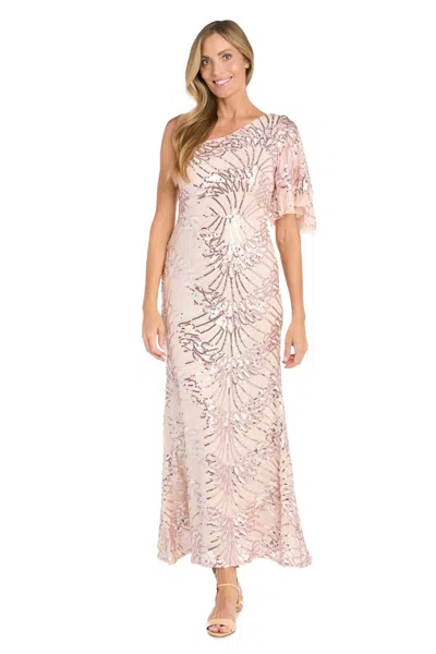 R & M Richards 3456 Long Sequin Formal Evening Dress In Pink