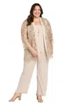 R & M Richards 3460w Plus Size Sequin Long Formal Pant Suit In Neutral