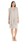 R & M Richards 3461 Short Mother Of The Bride Metallic Jacket Dress In Gray