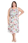 R & M Richards 3462w Printed Midi Plus Size Dress In Multi