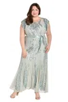 R & M Richards 3465w Plus Size Long Mother Of The Bride Formal Dress In Multi