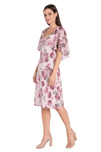 R & M Richards 3467p Short Cocktail Printed Petite Knee Length Dress In Pink