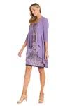R & M Richards 3477p Short Mother Of The Bride Petite Jacket Dress In Purple