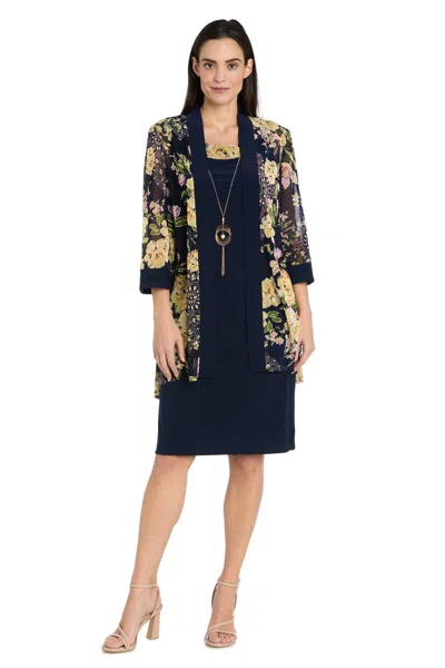 R & M Richards 3482 Short Mother Of The Bride Floral Jacket Dress In Multi