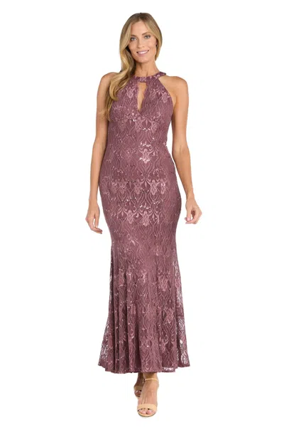 R & M Richards 3495 Fitted Long Formal Evening Dress In Purple