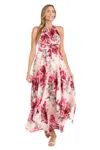 R & M Richards 3503 Long Floral A Line Print Formal Maxi Dress In Multi