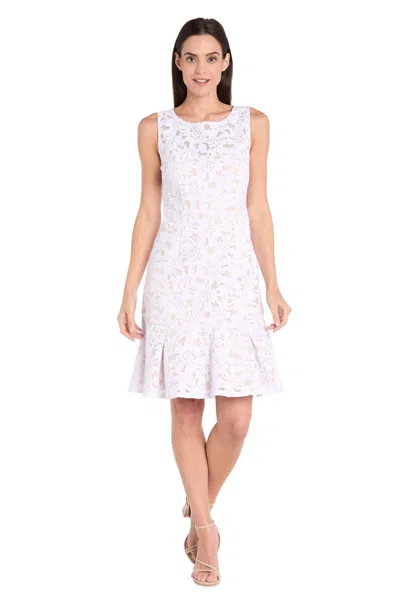 R & M Richards 3506p Short Petite Lace Cocktail Dress In White