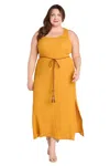 R & M Richards 3534w Beaded Plus Size Long Formal Dress In Yellow