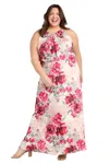 R & M Richards 3541w Long Plus Size Formal Floral Print Maxi Dress In Multi
