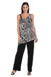 R & M Richards 3551p Long Print Formal Petite Jumpsuit In Black