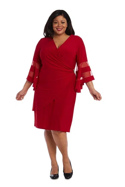 R & M Richards 3561w Short Mother Of The Bride Dress In Red