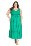 R & M Richards 3566w Long Maxi Formal Plus Size Dress In Green