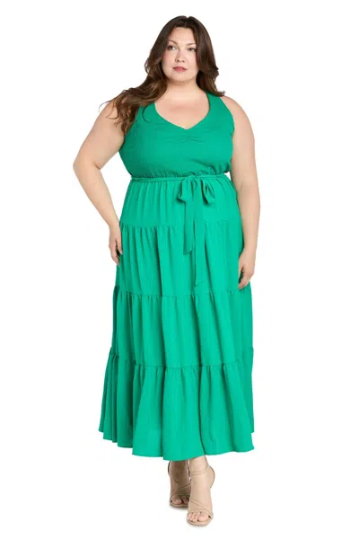 R & M Richards 3566w Long Maxi Formal Plus Size Dress In Green