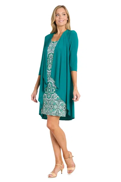R & M Richards 3567p Mother Of The Bride Short Petite Jacket Dress In Green