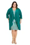 R & M Richards 3567w Plus Size Short Printed Cocktail Dress In Green