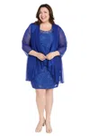 R & M Richards 3594w Plus Size Short Mother Of The Bride Lace Dress In Blue