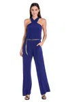 R & M Richards 3598 Long Formal Belt Jumpsuit In Blue