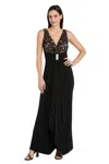R & M Richards 3610 Long Formal Lace Jumpsuit In Black