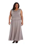 R & M Richards 3629w Long Plus Size Formal Dress In Gray
