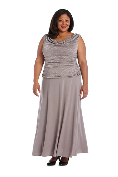 R & M Richards 3629w Long Plus Size Formal Dress In Gray