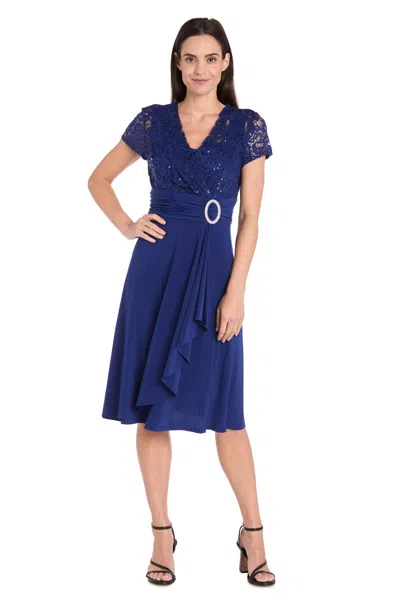 R & M Richards 3639p Mother Of The Bride Short Petite Cocktail Dress In Blue