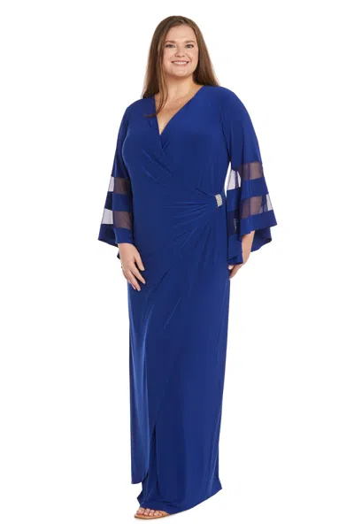 R & M Richards 3641w Long Formal Plus Size Evening Dress In Blue