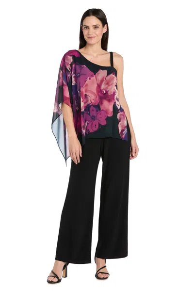 R & M Richards 3672 Long Formal Floral Print Jumpsuit In Multi