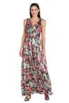 R & M Richards 3690 Floral Long Metallic Formal Evening Dress In Metallic