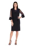 R & M Richards 3747p Mother Of The Bride Short Petite Jacket Dress In Black
