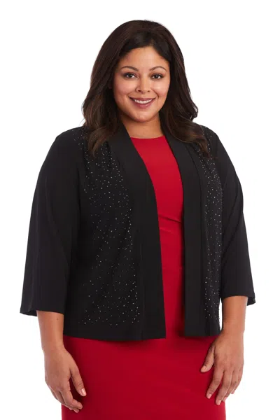 R & M Richards 375600 Plus Size Beaded Jacket In Black