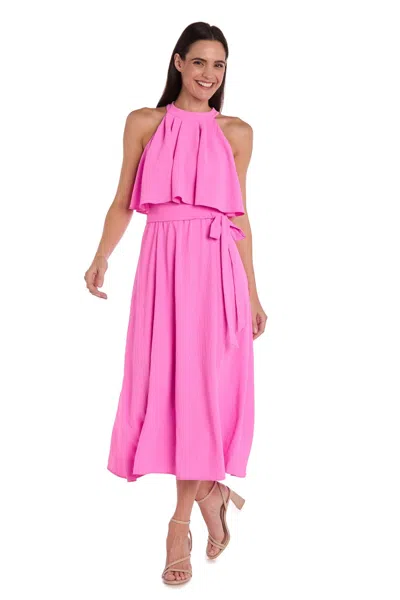 R & M Richards 3762 A Line Cocktail Midi Dress In Pink
