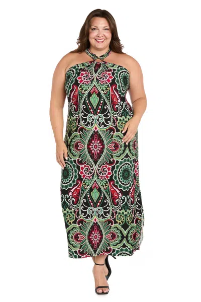 R & M Richards 3769w Long Formal Print Plus Size Dress In Multi