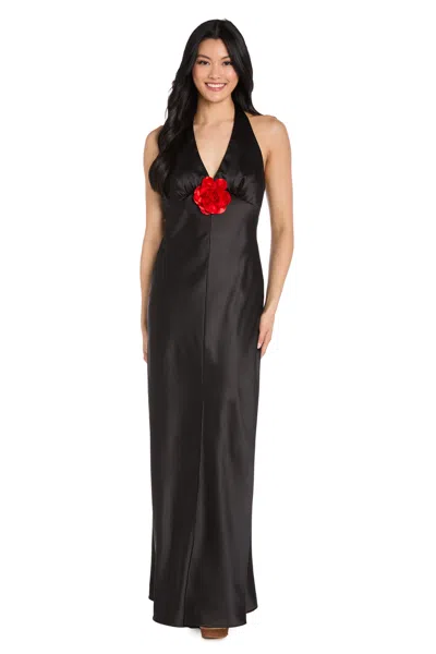 R & M Richards 3773 Fitted Long Formal Evening Dress In Black