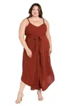 R & M Richards 3804w Short Fitted Midi Length Plus Size Jumpsuit In Brown