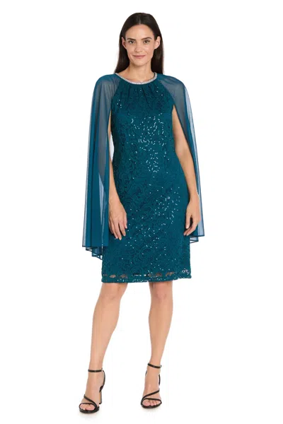 R & M Richards 3864 Short Lace Homecoming Cocktail Dress In Blue
