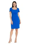 R & M Richards 4035 Pleated Short Cocktail Fitted Dress In Blue