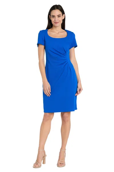 R & M Richards 4035 Pleated Short Cocktail Fitted Dress In Blue