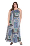R & M Richards 4041w Long Printed Plus Size Maxi Dress In Multi