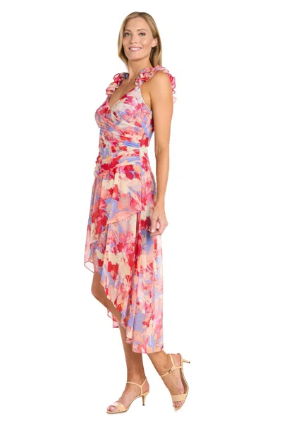 R & M Richards 4053p High Low Printed Petite Cocktail Dress In Multi