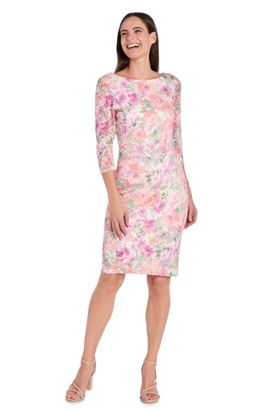 R & M RICHARDS 4075 SHORT FLORAL LACE COCKTAIL DRESS