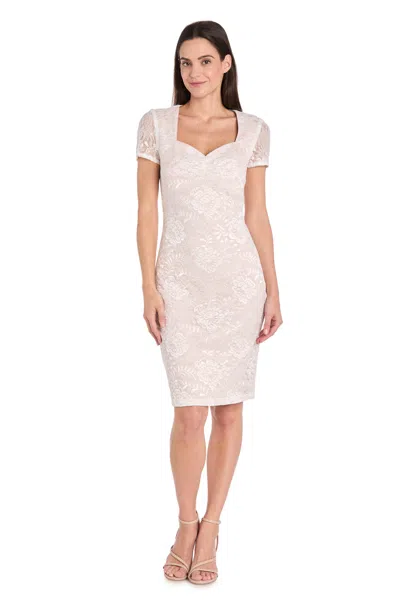 R & M Richards 4077 Short Lace Homecoming Cocktail Dress In Neutral