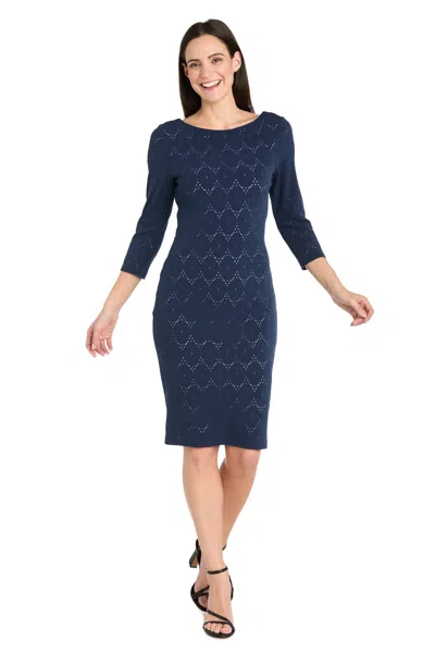 R & M Richards 4079 Short Cocktail Knee Length Dress In Blue