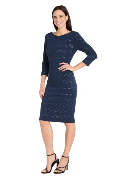 R & M Richards 4079p Petite Knee Length Cocktail Dress In Blue
