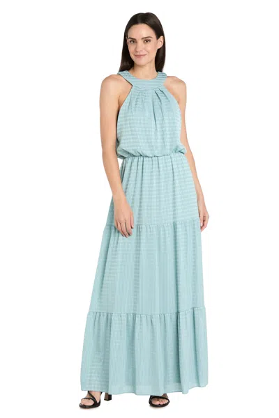 R & M Richards 4086 Long Formal Tiered Maxi Dress In Blue