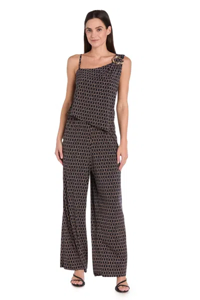 R & M Richards 4087 Printed Long Formal Jumpsuit In Blue