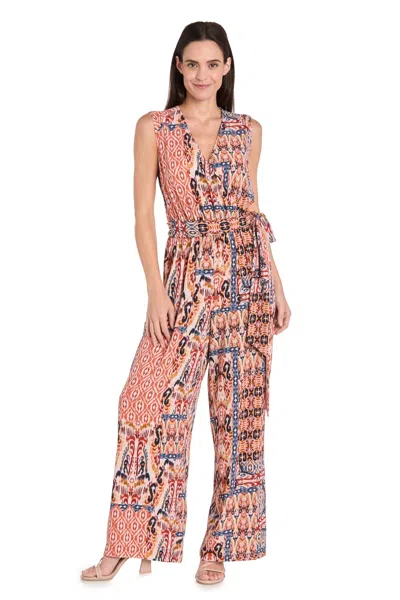R & M Richards 4102 Formal Long Printed Jumpsuit In Multi